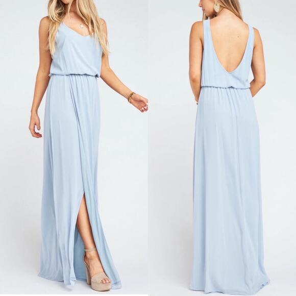 Show Me Your Mumu Kendal Steel Blue Chiffon Maxi Dress - Picture 1 of 7